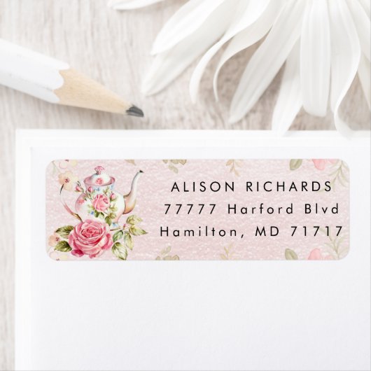 茶パーティー赤ちゃんシャワー戻り ラベル (インサイチュ)