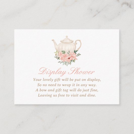 茶パーティー赤ちゃんシャワー表示シャワー エンクロージャーカード (正面)
