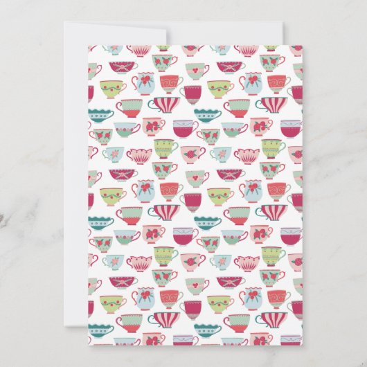 茶パーティー赤ちゃんシャワー 招待状 (裏面)