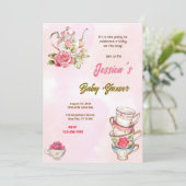 茶パーティー赤ちゃんシャワー 招待状 (スタンド正面)