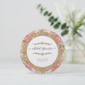 茶パーティー赤面ピンクフローラ金ゴールドブライダルシャワー 招待状 (スタンド正面)