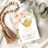 茶パーティー金ゴールド誕生日 招待状