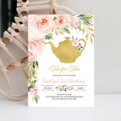 茶パーティー金ゴールド誕生日 招待状