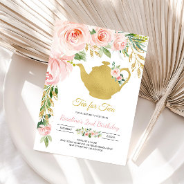 茶パーティー金ゴールド誕生日 招待状