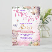 茶パーティー3歳の誕生日、ティータイムパーティー 招待状 (スタンド正面)