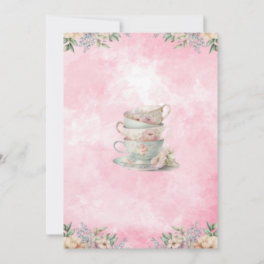 茶パーティー3歳の誕生日、ティータイムパーティー 招待状 (裏面)