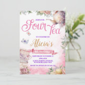 茶パーティー4歳の誕生日、ティータイムパーティー 招待状 (スタンド正面)