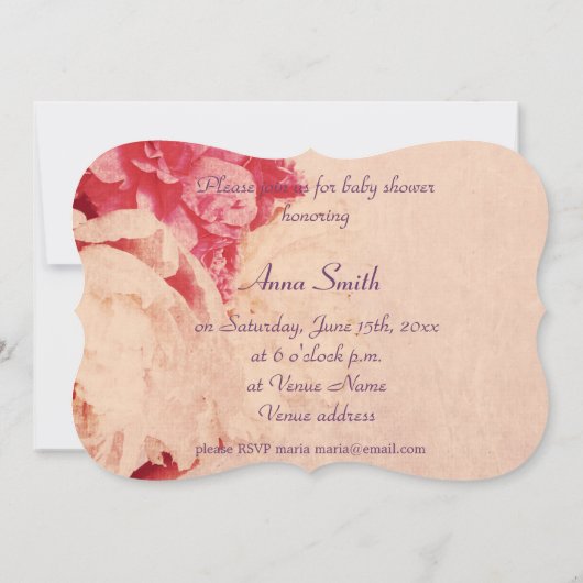 茶ビクトリアンパーティーの少女シャワー招待状 招待状 (裏面)