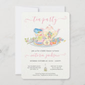 茶ファンシーパーティー誕生日ブライダルシャワー 招待状 (正面)