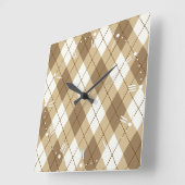茶ベージュパアーガイルターンアクリル時計 スクエア壁時計 (傾斜)