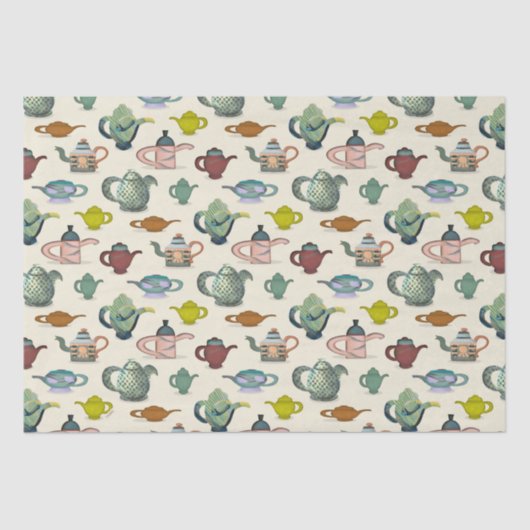 茶ポットかわいらし 薄葉紙 (正面)