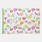 茶ポットとカップ白 キッチンタオル (横)