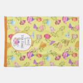 茶ポットとカップ黄色 キッチンタオル (横)