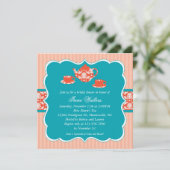 茶ポットのブライダルシャワーの招待状 招待状 (スタンド正面)