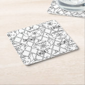 茶ポットの落書き スクエアペーパーコースター (アングル)