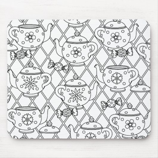 茶ポットの落書き マウスパッド (正面)