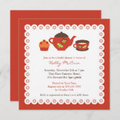 茶ポットパーティーブライダルシャワーフラット招待状 招待状 (正面/裏面)