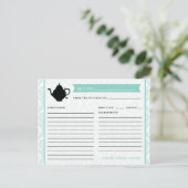 茶ポットブライダルキッチンシャワーレシピカード ポストカード (スタンド正面)