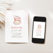 茶ミニマルパーティー誕生日招待状 招待状