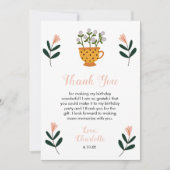 茶モダンパーティーフローラ誕生日 サンキューカード (正面)