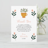 茶モダンパーティーフローラ誕生日 サンキューカード (スタンド正面)