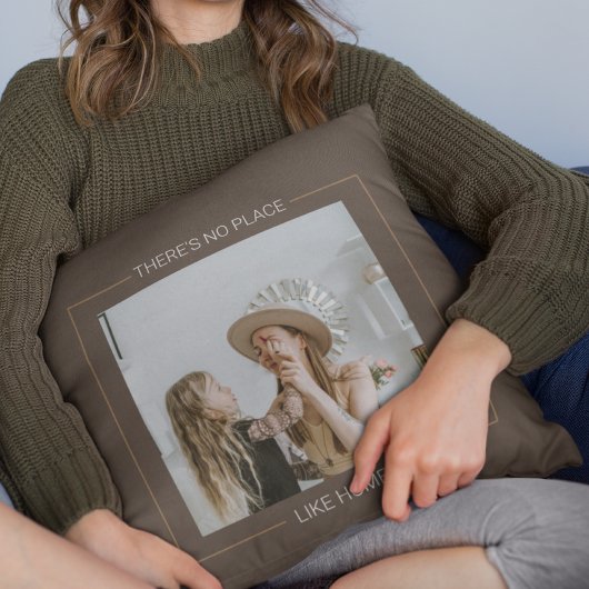 茶モダン色 |家族の写真 |プレゼント クッション