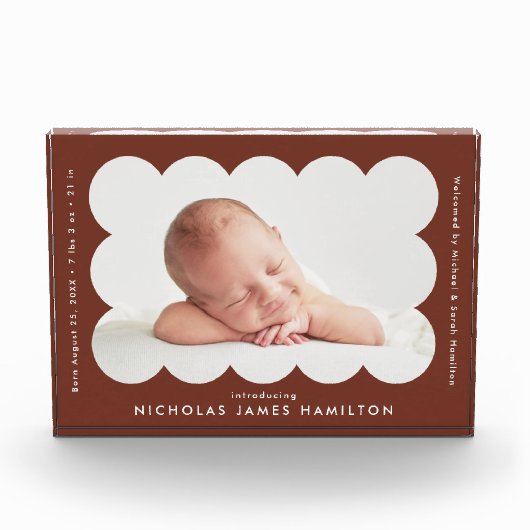 茶モダン鱗片状の出産の発表 フォトブロック (正面)