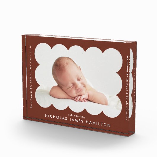 茶モダン鱗片状の出産の発表 フォトブロック (右)