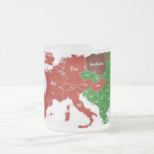 茶ヨーロッパの言語地図の曇らされたガラスのマグ フロストグラスマグカップ (中央)