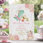 茶レックスツツパーティー恐竜ガールピンクの3番目の誕生日 招待状