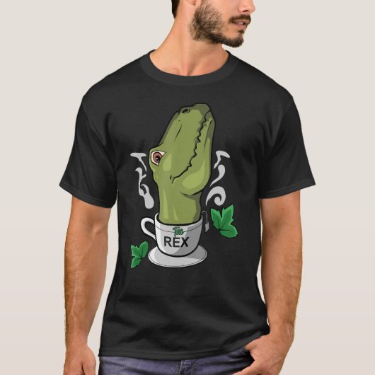 茶レックスティータイムティードライカー恐竜 Tシャツ (正面)
