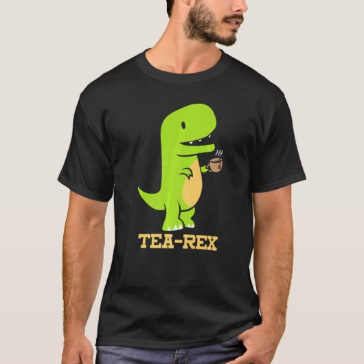 茶レックスティードリンカーディノの化石 Tシャツ (正面)