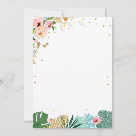 茶レックス恐竜パルティーピンクミント金ゴールド誕生日 招待状 (裏面)