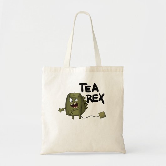 茶レックス、おもしろい恐竜 トートバッグ (正面)