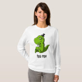 茶レックスTレックス恐竜Dinoコーヒーホットドリンククール Tシャツ (正面フル)