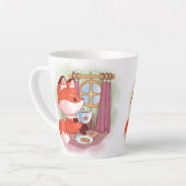 茶及びビスケットを有する水彩キツネ カフェラテマグ (左アングル)