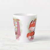 茶及びビスケットを有する水彩キツネ カフェラテマグ (正面)