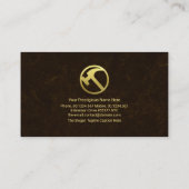 茶大理石テクスチャ金ゴールドホームランドスケープ、手厚 名刺 (裏面)