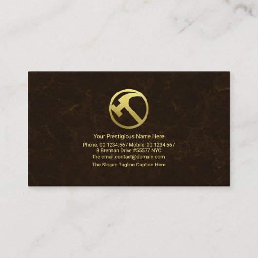 茶大理石テクスチャ金ゴールドホームランドスケープ、手厚 名刺 (裏面)