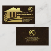 茶大理石テクスチャ金ゴールドホームランドスケープ、手厚 名刺 (正面/裏面)