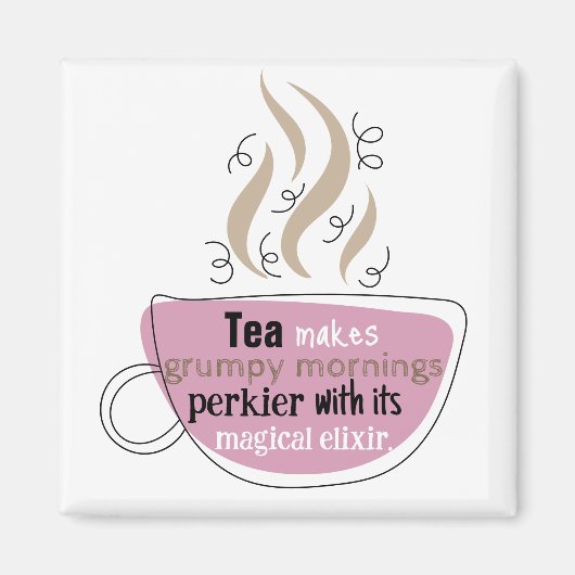 茶好おもしろいきカップ用図解入りの、写真付きの引用文 マグネット (正面)