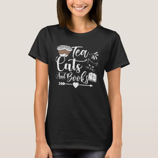 茶好きおもしろいお茶猫と本喫茶G Tシャツ (正面)