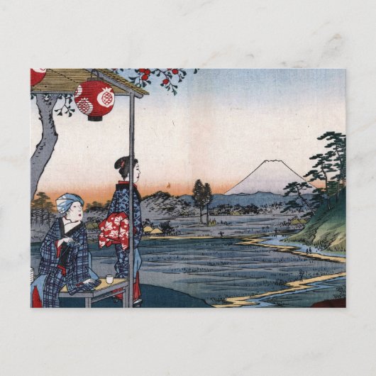 茶屋から見た富士山 1800年代 日本 ポストカード (正面)
