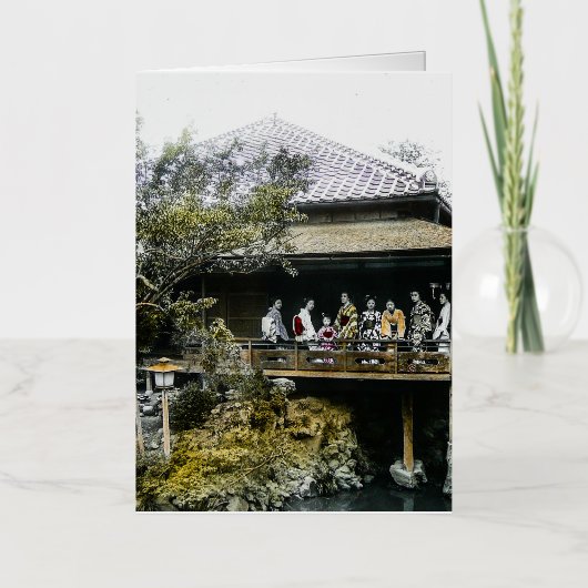 茶屋芸者ヴィンテージ 箔グリーティングカード (正面)