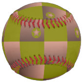 茶市松模様にとオリーブ色の緑の模様 ソフトボール (裏面)