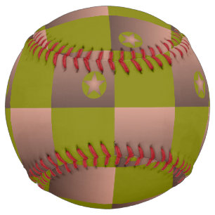 茶市松模様にとオリーブ色の緑の模様 ソフトボール