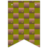 茶市松模様にとオリーブ色の緑の模様 バンティングフラッグ (第3の旗)