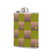 茶市松模様にとオリーブ色の緑の模様 フラスク (左)