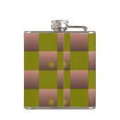 茶市松模様にとオリーブ色の緑の模様 フラスク (裏面)