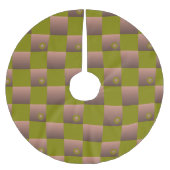 茶市松模様にとオリーブ色の緑の模様 ブラッシュドポリエステルツリースカート (正面)